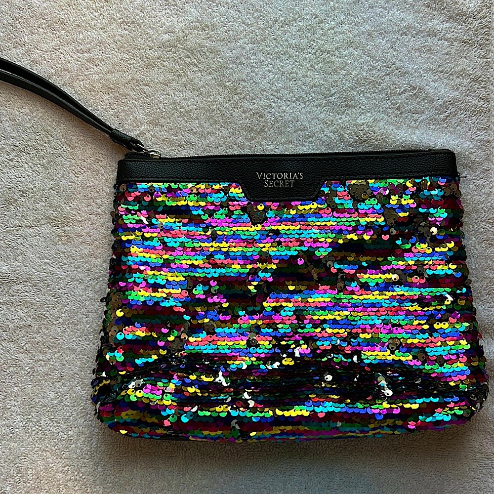 Victoria Secret Rainbow Sequin Toiletry/ Cosmetic Bag